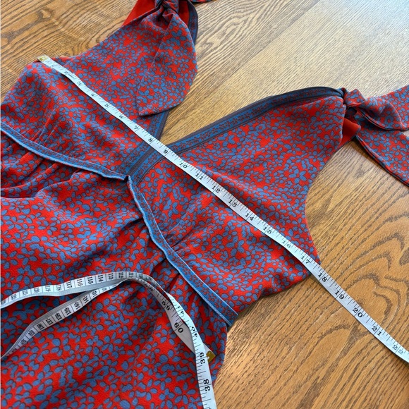 Chelsea & Violet Red & Purple Deep V-neck and back Maxi Dress size L High Slit - Picture 4 of 16